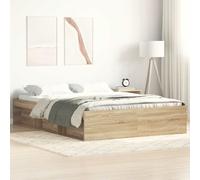 Bed Frame Sonoma Oak 140x190cm Engineered Wood Pine with Storage 6 Compartments