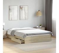 Bed frame Sonoma oak 140x190cm Engineered wood Slatted storage drawers 4pc plus