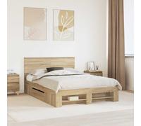 Bed Frame with Headboard Engineered Wood Modern Bedroom Furniture Chic vidaXL