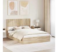 Bed frame Sonoma oak 140x200 cm Engineered wood modern storage headboard double