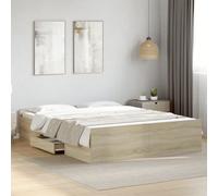 Bed frame Sonoma oak 150x200cm King Engineered Wood Storage Drawers Platform Bed