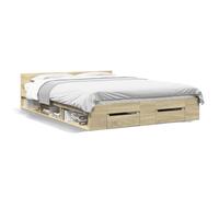 Bed Frame Sonoma Oak 160x200cm Engineered Wood with Drawers Storage 2-Drawer UK [EEK: A]