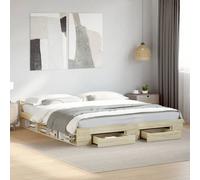 Bed frame Sonoma oak 180x200 cm engineered wood storage drawers super king easy