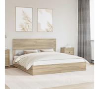 Bed Frame Sonoma Oak 180x200 cm. Engineered Wood Storage Drawers with Headboard
