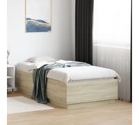 Bed frame Sonoma Oak 200x200cm Engineered Wood Plywood Slats Modern Low Profile