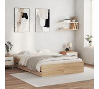 Bed frame Sonoma Oak 200x200cm Engineered Wood Storage 6 Drawers Modern Luxury.