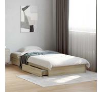 Bed frame Sonoma oak 75x190 cm Engineered wood with 4 storage drawers with slats