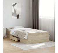 Bed frame Sonoma oak 75x190 cm Small Single Engineered wood with drawer storage