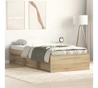Bed Frame Sonoma Oak 75x190cm 2FT6 Engineered Wood & Pine Storage Bed with Slats