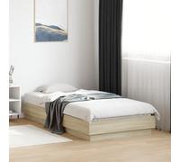Bed Frame Sonoma Oak 75x190cm Small Single Engineered Wood Plywood Slats Compact