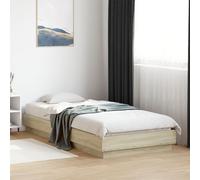 Bed Frame Sonoma Oak 90x200 cm Engineered Wood Plywood Slats 203x103x23 Sturdy