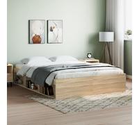 Bed Frame Sonoma Oak Effect 90x200 cm Engineered Wood with 6 Storage & Plywood. [EEK: A]