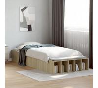Bed frame Sonoma Oak Engineered Wood 100x200 Plywood Slats Storage Compartments