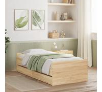 Bed frame Sonoma Oak Engineered Wood Plywood Slats 100x200cm Storage Drawers UK
