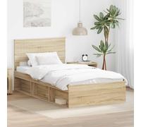 Bed frame Sonoma oak European King 210x163x90cm Solid Pine Headboard Durable Eco