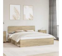 Bed frame Sonoma Oak Solid Pine & Engineered Wood Super King 200x200cm 2 Person