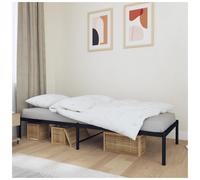 Bed frame Steel Black 80x200cm Low Profile Metal Slatted Base with Storage Space
