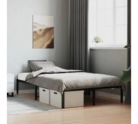 Bed Frame Steel Black Small Double 120x190cm Slatted Base Underbed Solid Storage
