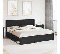 Bed frame Super King 180x200 Black Engineered Wood Storage Headboard 186x203x100