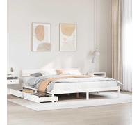 Bed frame Super King 180x200 Solid pinewood White with 2 underbed drawers in