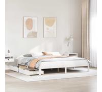 Bed frame Super King 180x200cm Solid Pinewood White with 2 Underbed Drawers Easy