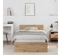 vidaXL Bed Frame with Headboard Artisan Oak 203 x 104 x 70 cm, Brown