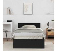 Bed Frame Twin 100x200cm Black Oak Engineered Wood Headboard Minimalist Compact