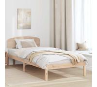 Bed Frame Twin 100x200cm Solid Pine Wood Natural Headboard Slatted 31cm Durable
