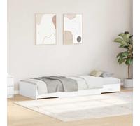 Bed frame Twin 100x200cm White Engineered Wood Solid Pine Storage Drawer Modern