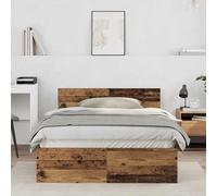 Bed Frame Twin 120x190cm Engineered Wood Old Wood Headboard Minimalist DurableHD