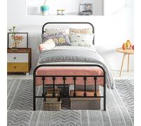 Homcom 5Ft Metal King Platform Bed Frame W/ Underbed Storage Headboard Black