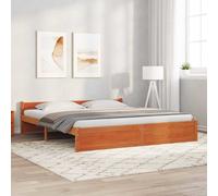 Bed Frame Wax Brown 205.5 x 185.5 x 51 cm Solid Pine Wood