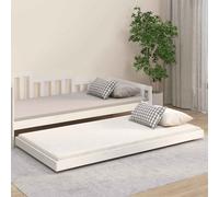 Bed Frame White 100x200 cm Solid Pine Wood Slatted Platform Modern Minimal.