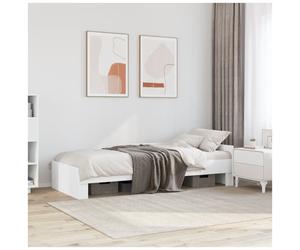 Bed frame White 100x200cm Engineered Wood Slatted Base Child Safety Rails Single