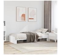 Bed frame White 100x200cm Engineered Wood Slatted Base Child Safety Rails Single