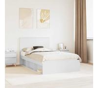 Bed Frame White 120x190 cm Engineered Wood & Solid Pine Headboard Modern Chic XL