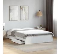 Bed frame White 120x190cm Small Double Engineered Wood Storage with 4 Drawers UK