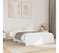 Bed frame White 135x190cm Engineered Wood Slatted Storage Double Modern Platform