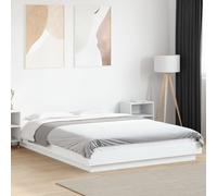 Bed frame White 140x190 cm Engineered Wood Plywood Slats Modern Minimalist Slim