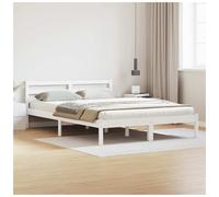 Bed frame White 160 x 210 cm Solid Pine Wood Modern Minimalist Slatted Headboard