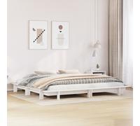 Bed frame White 160x200 cm Solid Pinewood Slatted Base Modern 222x182x21cm Cozy