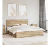 Bed Frame White 200 x 200 cm Solid Pine & Engineered Wood Headboards Urban Style [EEK: A]