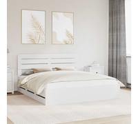 Bed Frame White 200x200cm Engineered Wood Minimalist Storage Drawer Indoor Slim