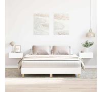 Bed frame White 200x200cm King Engineered & Solid Eucalyptus Wood Slatted Base