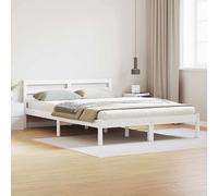 vidaXL Bed Frame White 215.5 x 165.5 x 69.5 cm Solid Pine Wood, White