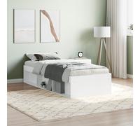 Bed Frame White 75x190cm Engineered Wood Pine Plywood Slats 6-Compartment Small [EEK: A]