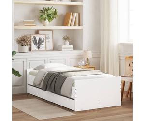 Bed frame White 90x190 cm Engineered Wood Single Storage with 2 Drawers Compact