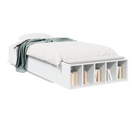 Bed Frame White 90x200 cm Engineered Wood Storage Plywood Slats Low Profile More [EEK: A]