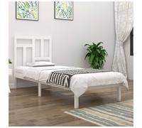 Bed Frame White 90x200 cm Solid Pinewood Rustic Headboard Single Compact Design [EEK: D]