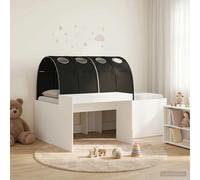 Bed Frame White & Black Single 80x200cm Engineered Wood Space-Saving Tunnel Kids